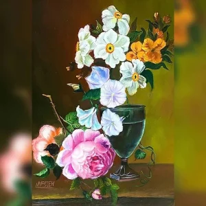 تابلو نقاشی رنگ روغن گلهای زیبا ابعاد 25x35